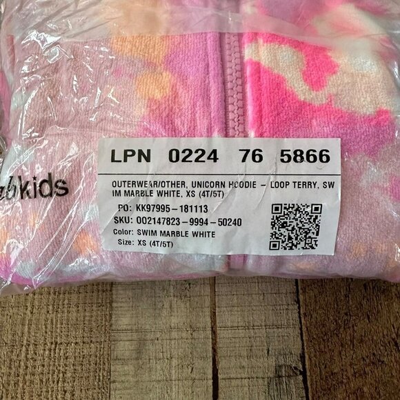 Fabkids pink marble zip up unicorn swim suit cover up jacket loop terry girls 4T - Picture 7 of 7